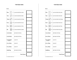 The game is played by players taking turns rolling the dice, trying to get a certain roll. Yahtzee Score Card For Kids Free Printable