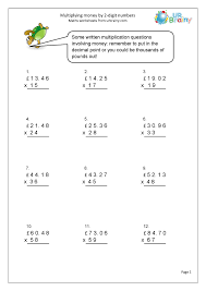 Customary unit conversion worksheets have them all covered and much more for your grade. Multiply Money By A 2 Digit Number Multiplication By Urbrainy Com