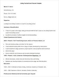 Sample Acting Teacher Coach Resume Template How To Make A