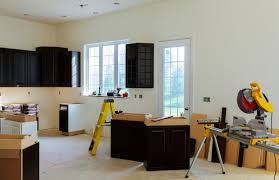 installing base cabinets in the kitchen