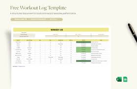 free workout log template in