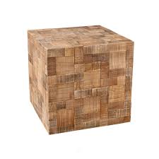 cube mozaic en bois recyclé 40 x 40 x