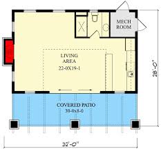 612 Square Foot Pool House Plan With