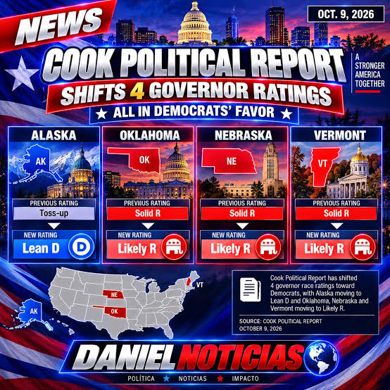 The nonpartisan Cook Political Report moved its ratings of the gubernatorial races in Nebraska from “Likely Republican” to “Lean Republican” and in Kansas from “Lean Republican” to “Toss Up,” another