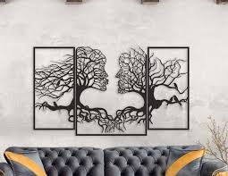 Tree Faces 3 Panel Metal Wall Art Tree