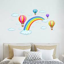 Rainbow Hot Air Balloon Wall Decal