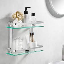 bathroom glass floating shelf