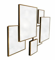 6 Gold Framed Square Mirrors Multi Wall