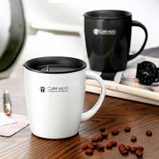 It has leakproof drink lock sealing lid so it's a 16 oz vacuum insulated stainless steel travel mug with a very comfortable handle. 304 Stainless Steel Coffee Mug Travel Coffee Flask Press In Lid Coffee Cup Tea Cup Gift Men Women Thermos Cup Keep Cold Hot Mugs Aliexpress