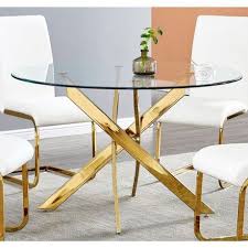 Shinny Gold Glass Dining Table