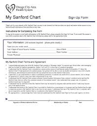 Fillable Online Ochealthsystem My Sanford Chart Sign Up Form