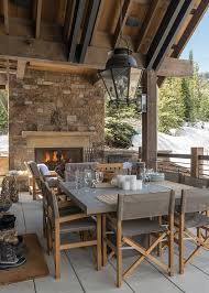 Rustic Cabin Covered Patio With Square