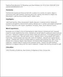 View this sample cover letter for a chef, or download the chef cover letter template in word. Professional Personal Chef Templates Myperfectresume