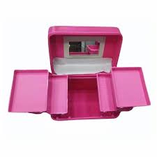 pink 4 tray mdf vanity box for makeup