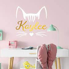 Personalized Name Cat Wall Decal Custom
