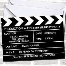 Hollywood Movie Clapboard Clapper Theme Birthday Party Invitations