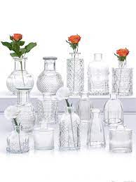 14pcs Clear Glass Vase Set Bud Vases