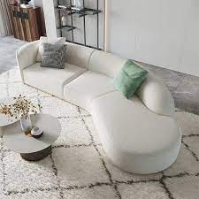 134 Curved White Sectional Sofa