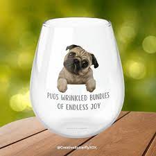 Pug Wine Glass Pug Gifts Dog Wine Glass