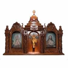 wooden and fiber house altar