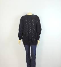 Vintage Sweater 80s 90s Alfred Dunner Black Sequin Sweater Size 3x Plus Size Sweater Vintage Plus Size