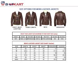 Beltkart Leather Jacket Size Chart