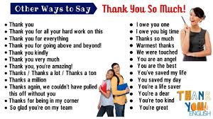 My every day activities are quite routine. Thank You Synonym 45 Powerful Synonyms For Thank You For Esl Learners English Study Online