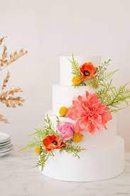silk flowers wedding cake