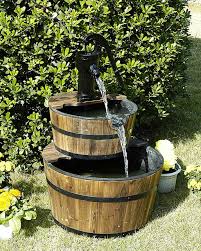 Wood Barrel With Pump Patio Water