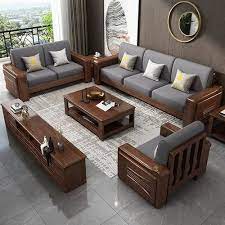 6 teak wood sofa set