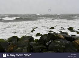 Stormy Beach Weather During High Tide On The Atlantic Ocean