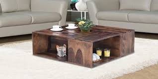Wood Brown Square Shaped Coffee Table