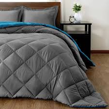 Teal Dark Grey Comforter Set