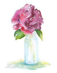 Rose In A Glass Vase Watercolor