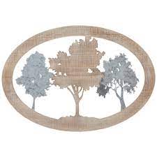 Oval Tree Silhouettes Wood Wall Decor