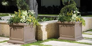 4 Large Faux Concrete Planter Pots You