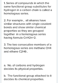 What Are Homologous Series Of Carbon Compounds Write The