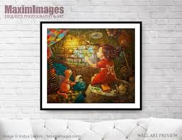 Art Print Of Little Girl With A Cat Who