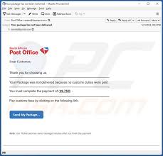 south african post office email scam