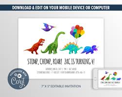 dinosaur invitations templates corjl