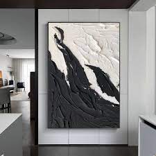 Large Black And White Abstract Painting