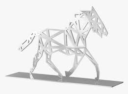 Modern Silver Trotting Horse Mustang