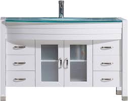 Often the focal point in the bathroom, there is a vanity to suit any style and personality. Best Deal Virtu Ava 48 Single Bathroom Vanity In White With Aqua Tempered Glass Top And Round Sink With Polished Chrome Faucet Ms 509 G Wh Nm No Mirror