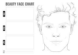 beauty face chart with man face drawing