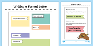 Structure of the email or business letter: Formal Letter Layout Writing Prompts Worksheet