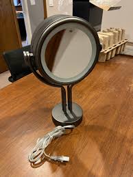 standing lighted makeup mirror slate