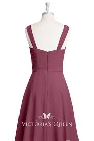 Sangria Chiffon Asymmetrical Pleated Short A Line Dress