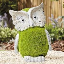 Flocked Grass Wise Owl Garden Ornament
