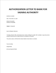 A travel letter of authorization is one of the types of authorization letters that are written by people who wish to give authority to someone else. Bank Signature Authorization Letter