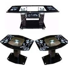uni 3 step tempered glass center table